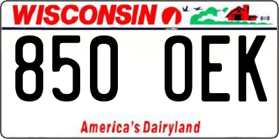 WI license plate 850OEK