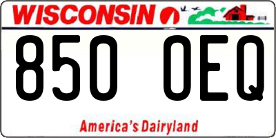 WI license plate 850OEQ