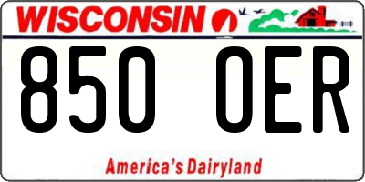 WI license plate 850OER