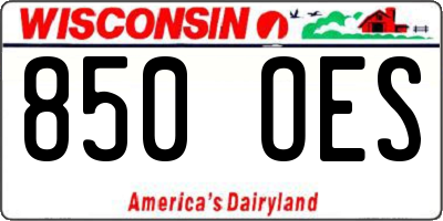 WI license plate 850OES