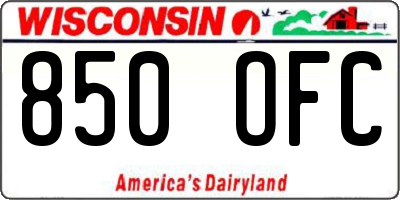 WI license plate 850OFC