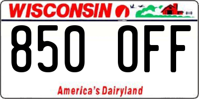 WI license plate 850OFF