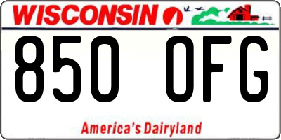 WI license plate 850OFG