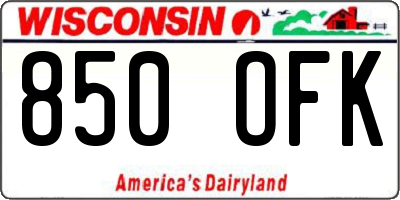 WI license plate 850OFK
