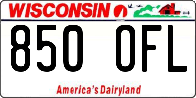 WI license plate 850OFL