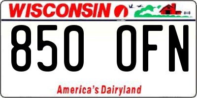 WI license plate 850OFN