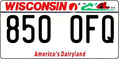 WI license plate 850OFQ