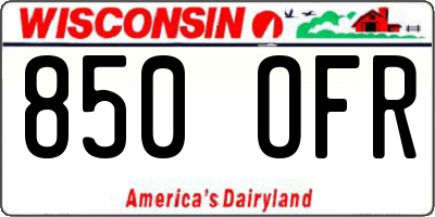 WI license plate 850OFR
