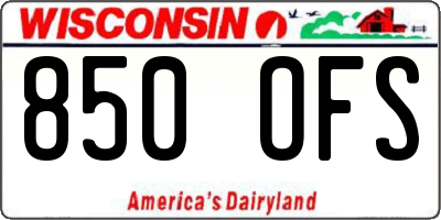 WI license plate 850OFS