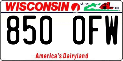 WI license plate 850OFW