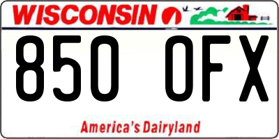 WI license plate 850OFX