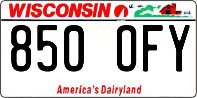 WI license plate 850OFY