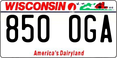 WI license plate 850OGA