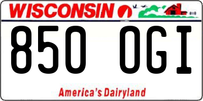 WI license plate 850OGI