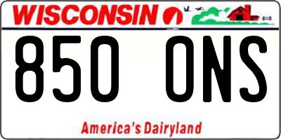 WI license plate 850ONS