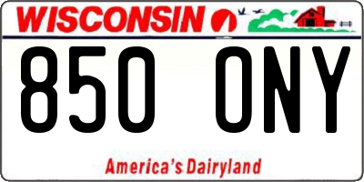 WI license plate 850ONY