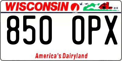 WI license plate 850OPX