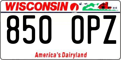 WI license plate 850OPZ