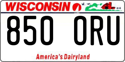WI license plate 850ORU