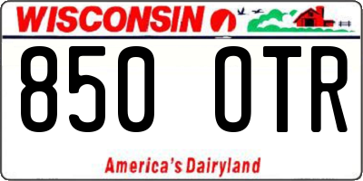 WI license plate 850OTR