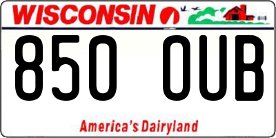 WI license plate 850OUB