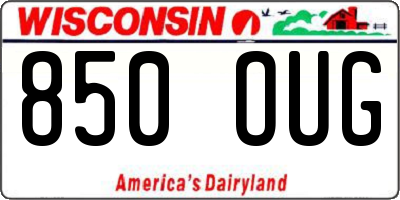 WI license plate 850OUG