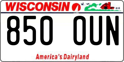 WI license plate 850OUN