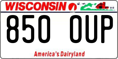 WI license plate 850OUP