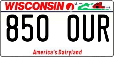 WI license plate 850OUR