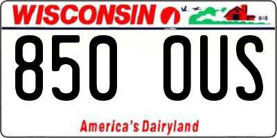 WI license plate 850OUS