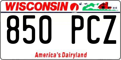 WI license plate 850PCZ