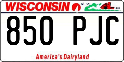 WI license plate 850PJC
