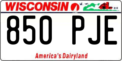 WI license plate 850PJE