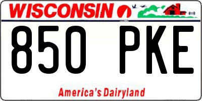 WI license plate 850PKE