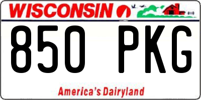 WI license plate 850PKG
