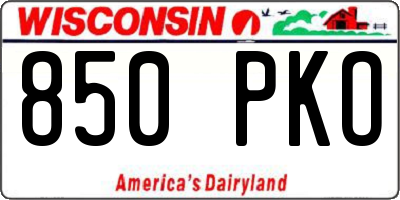 WI license plate 850PKO