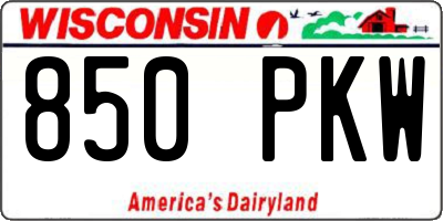 WI license plate 850PKW