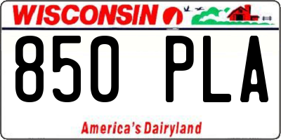 WI license plate 850PLA