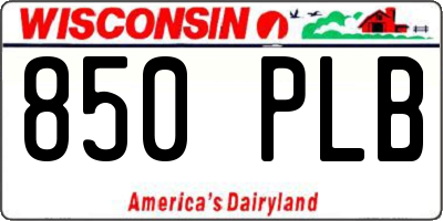 WI license plate 850PLB