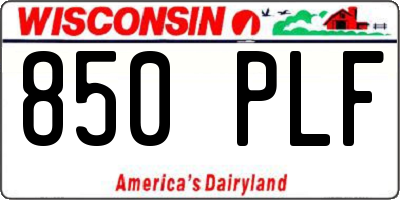 WI license plate 850PLF