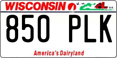 WI license plate 850PLK