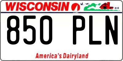 WI license plate 850PLN