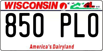 WI license plate 850PLO