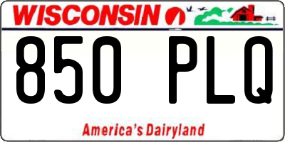 WI license plate 850PLQ