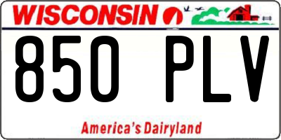 WI license plate 850PLV