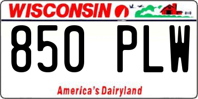 WI license plate 850PLW