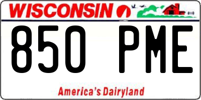 WI license plate 850PME