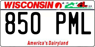 WI license plate 850PML