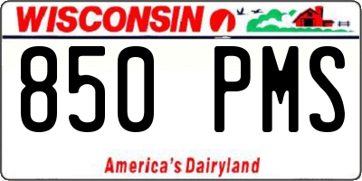 WI license plate 850PMS