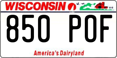 WI license plate 850POF